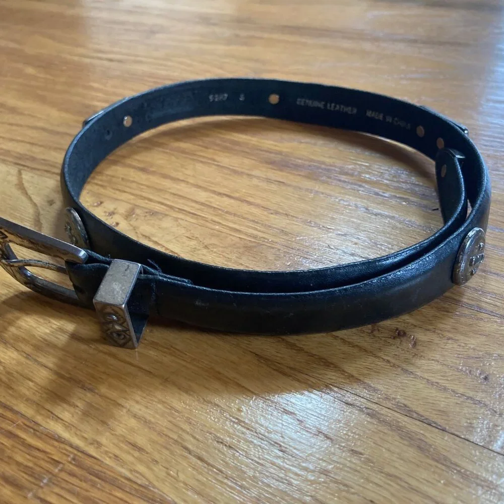 Leather Belt w/ Silver-Tone Embellishments